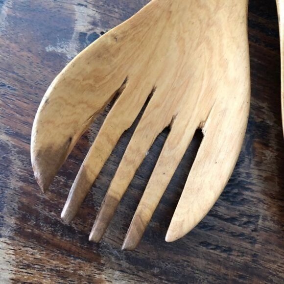 Giraffe Wooden Serving Utensils Hand Carved - Picture 6 of 9